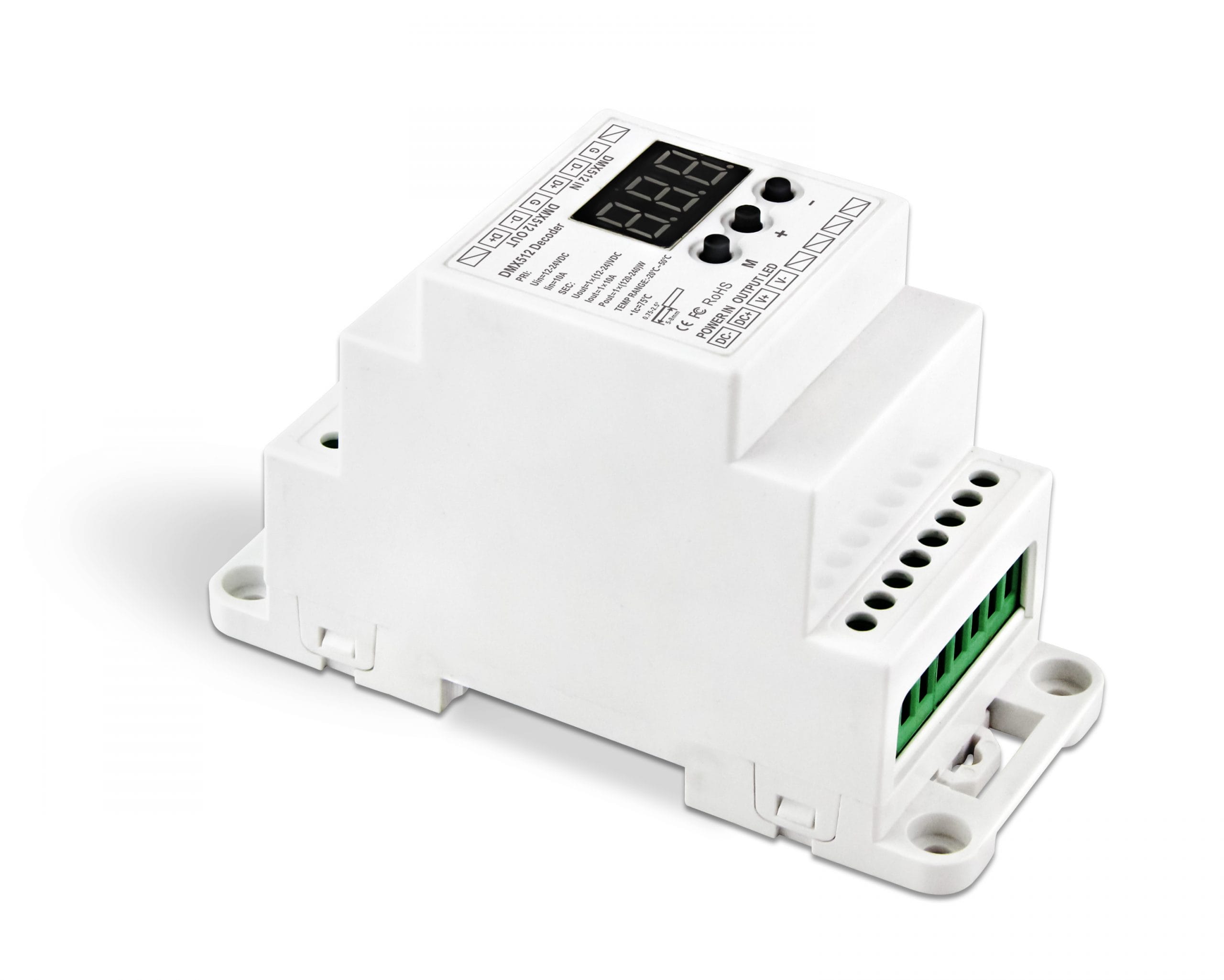 WORLD UNIQUEEN WU-831-DIN DIN Rail 1-Channel Constant Voltage DMX Decoder - Image 1