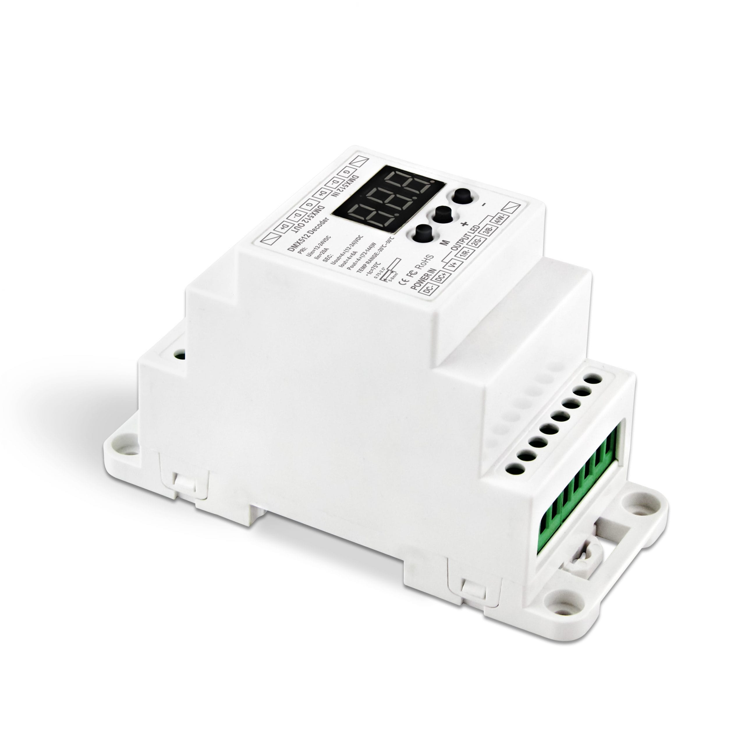 WORLD UNIQUEEN WU-834-DIN 4-Channel DIN Rail Constant Voltage DMX Decoder - Image 1