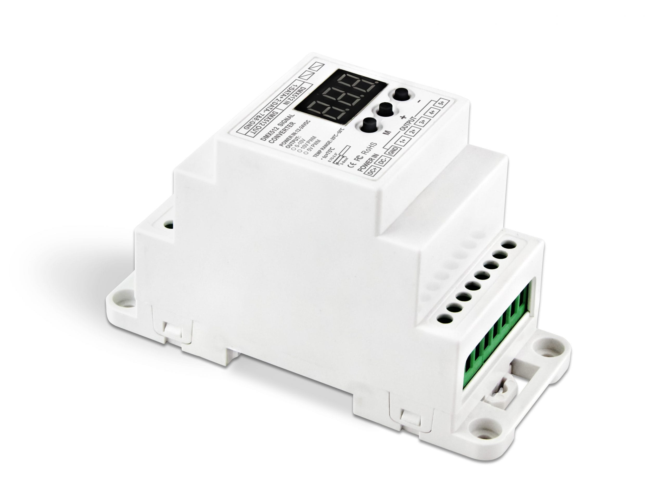 WORLD UNIQUEEN WU-835-010V-DIN-RJ45 5-Channel DIN Rail DMX512 Signal Converter - Image 1