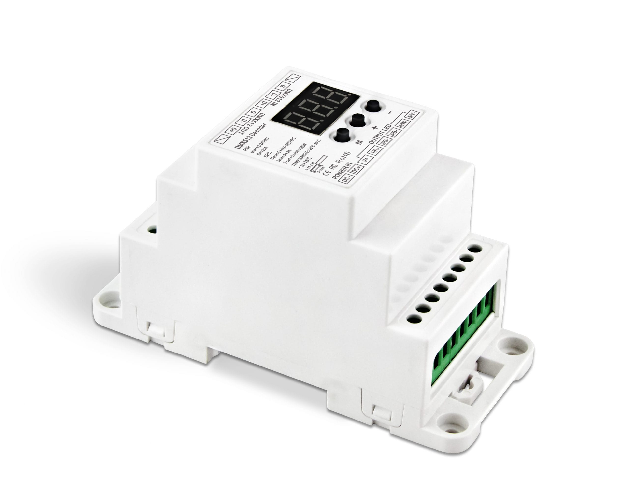 WORLD UNIQUEEN WU-835-DIN 5-Channel DIN Rail Constant Voltage DMX Decoder - Image 1