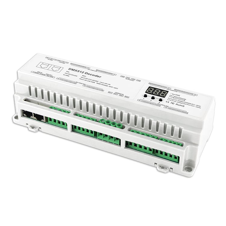 WORLD UNIQUEEN WU-632-DIN 32-Channel DIN Rail Constant Voltage DMX512 Decoder - Image 1